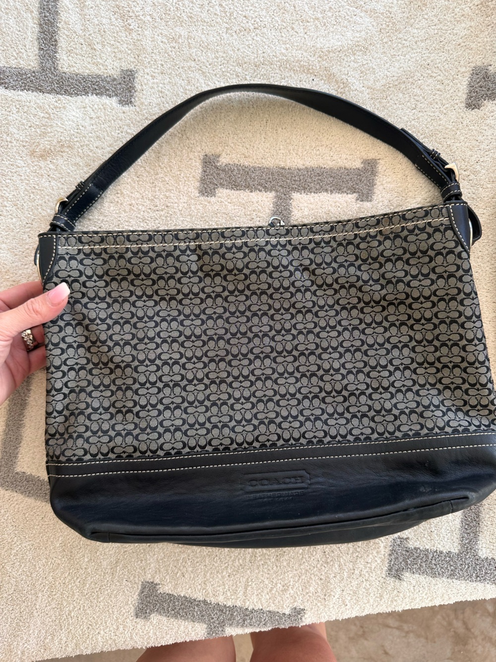 Coach Signature Canvas Shoulder Bag in Black